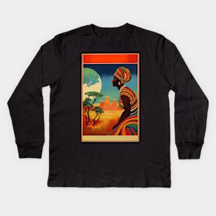 vintage travel of africa Kids Long Sleeve T-Shirt